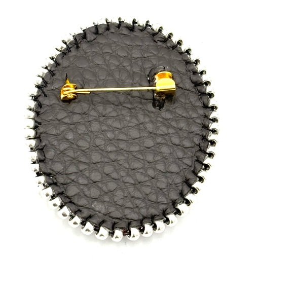 Hand Crafted Colorful Owl Beaded Brooch with Garnet Crystals - Picture 4 of 6